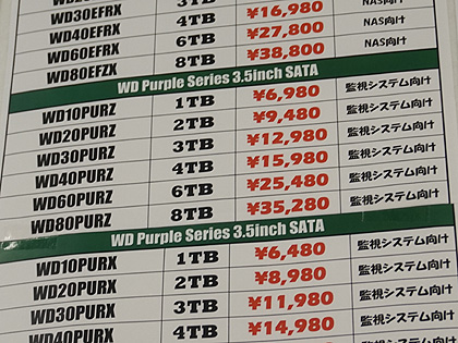 Western Digitalの監視システム向けHDD「WD Purple」が型番変更