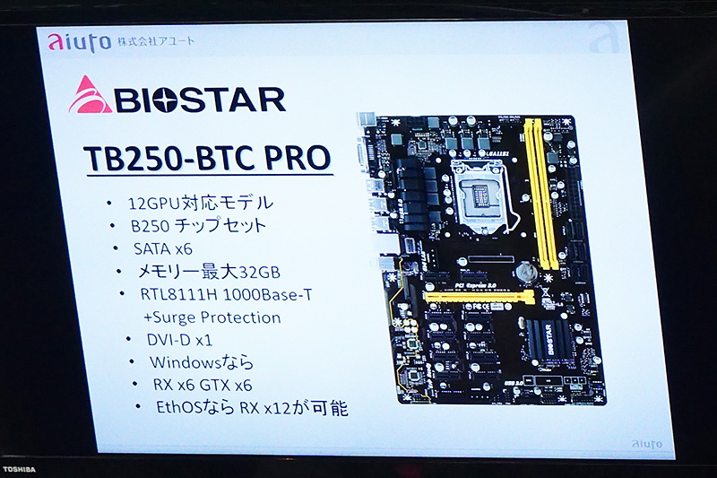 販売中のBIOSTAR製マイニング用マザーボード。