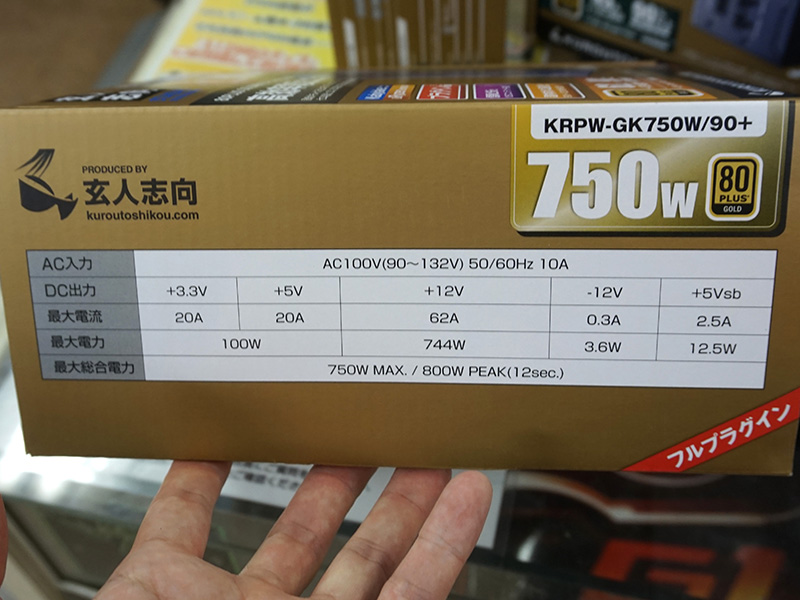 750Wモデルの出力内訳