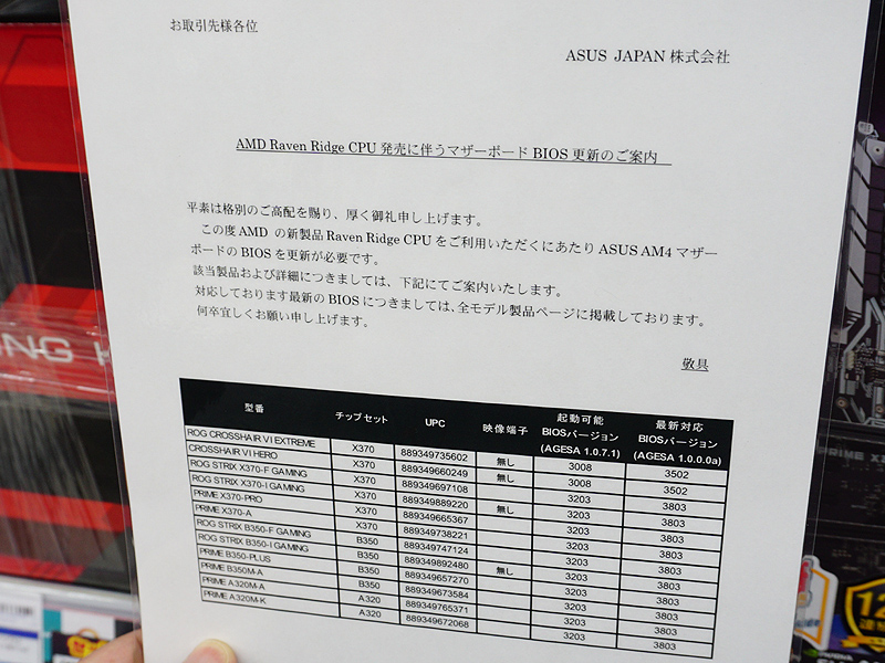 ASUS製品の対応状況