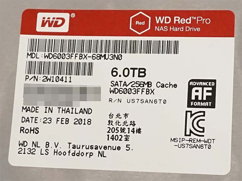 WD Red Proシリーズの6TBモデル