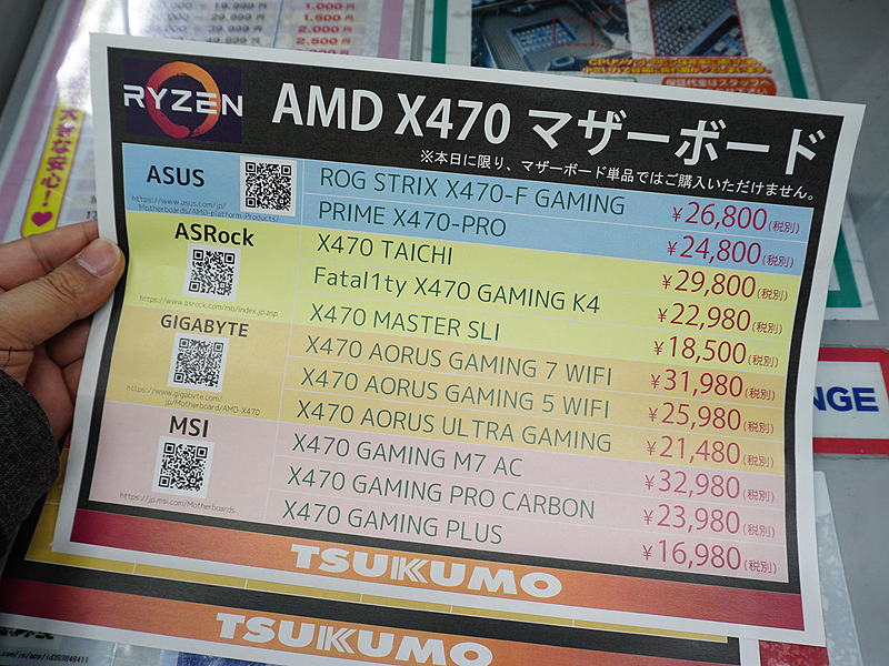 各社マザーの価格(税抜き表記)