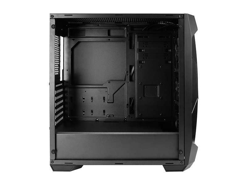 DF500 RGBはフロントに3基のRGB LEDファンを搭載する。サイドパネルは強化ガラス製