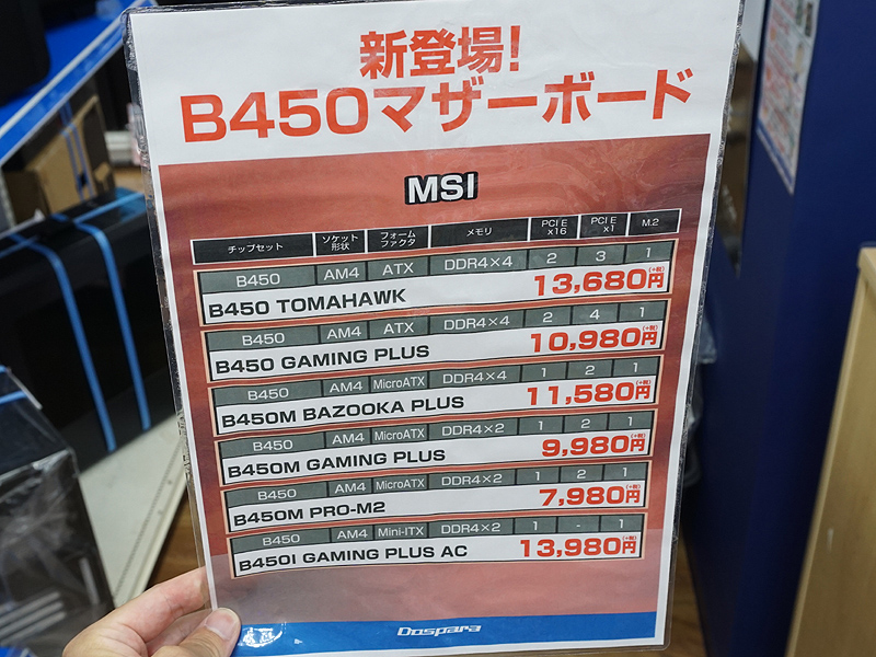 各社マザーの価格(税抜き表記)