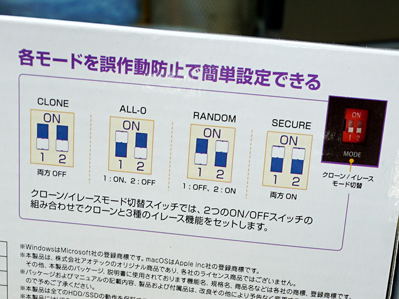 モード切替はDIPスイッチで行う