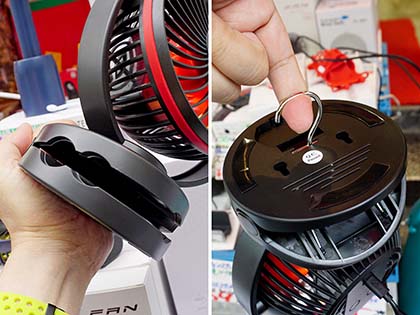 クリップ台座のUSB扇風機が入荷、LEDライトや吊り下げ用フックも