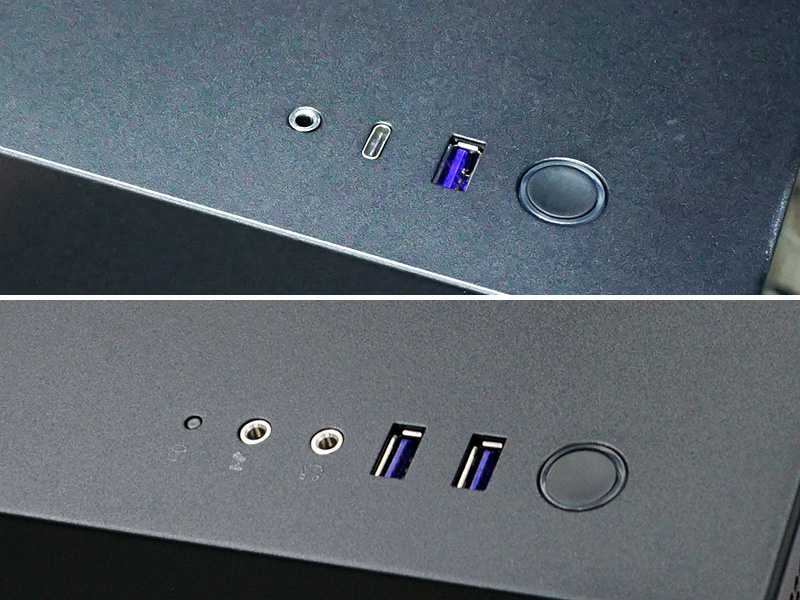 旧モデル（写真下）とのフロントI/O比較