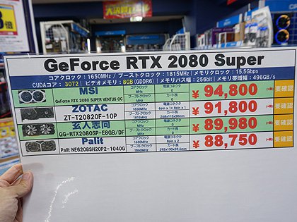 NVIDIAの新GPU「GeForce RTX 2080 SUPER」がデビュー、実売95,850円