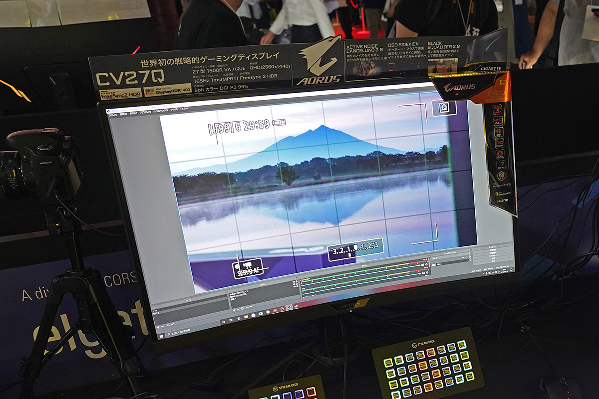 CORSAIRブースで使用されていたディスプレイはすべてGIGABYTE製のゲーミングモデル。ゲーミングディスプレイの性能が気になるユーザーはぜひチェックしてもらいたい。