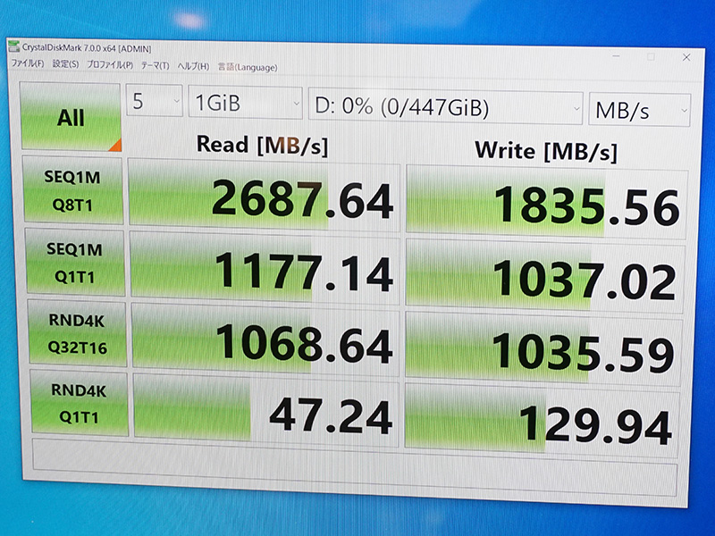 店頭デモ機によるベンチマーク結果
