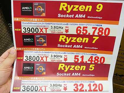 高クロック仕様の「Ryzen 3000XT」シリーズがデビュー、Ryzen 9 3900XT