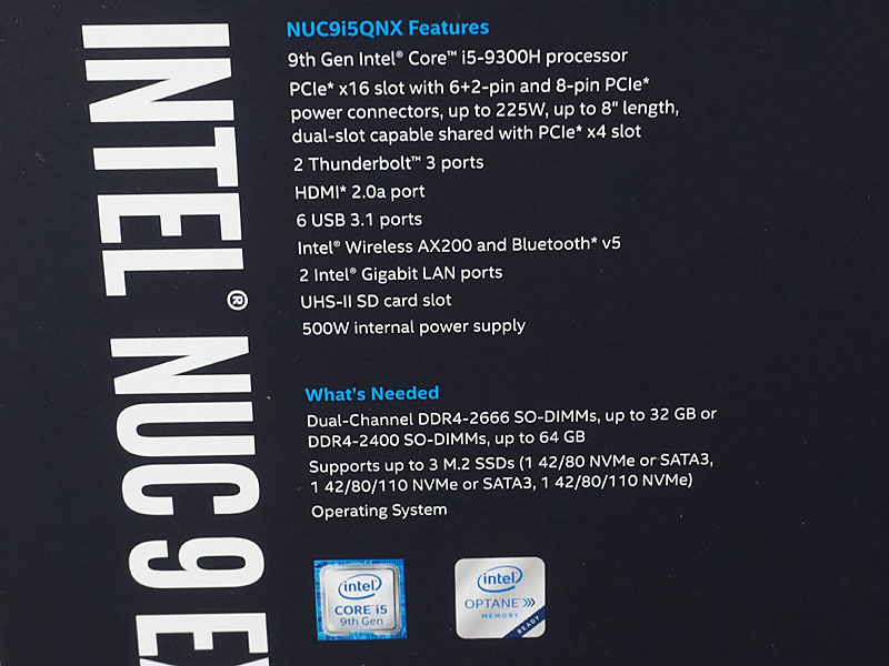 NUC9i5QNXの製品仕様