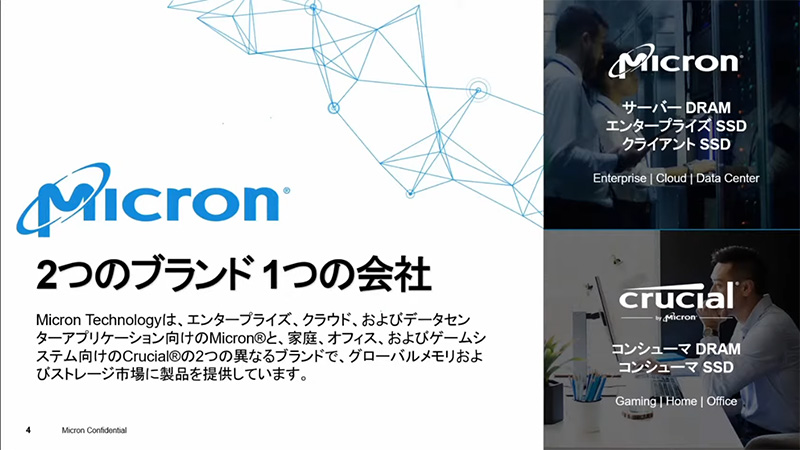 MicronとCrucialの2ブランドを展開