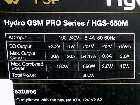 【新品未開封】 Hydro  GSM LITE PRO  650W PIC20900000000008637.jpg