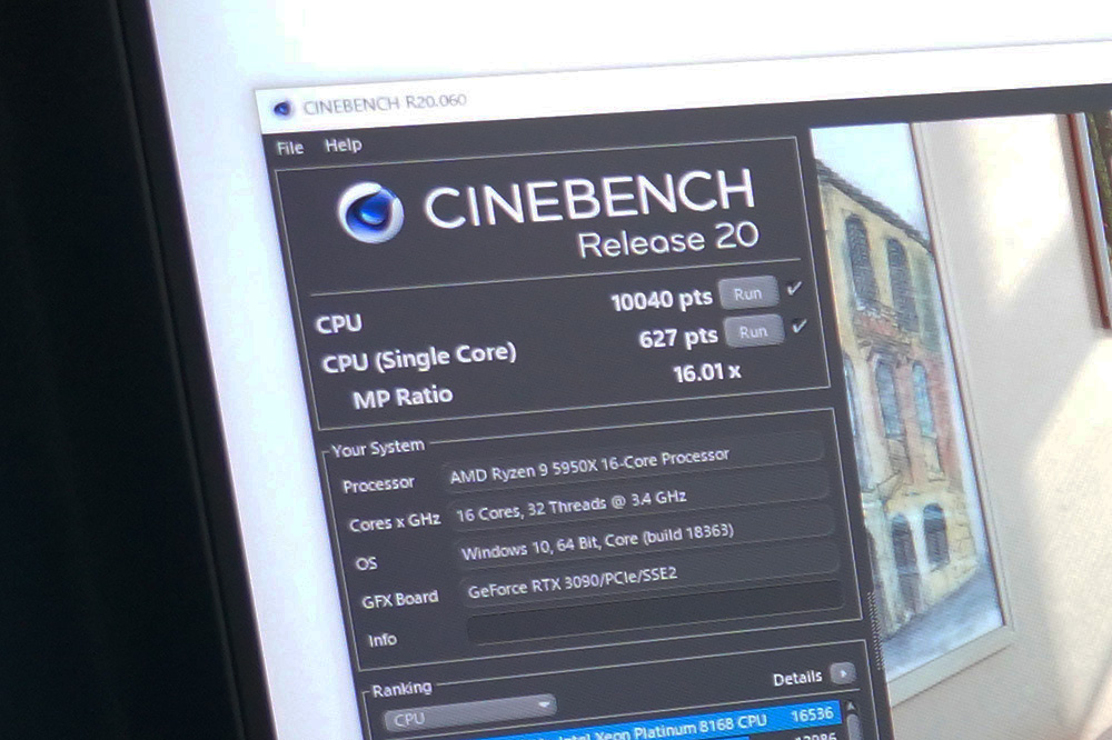 Ryzen 9 5950X搭載モデルのCinebench R20のスコア