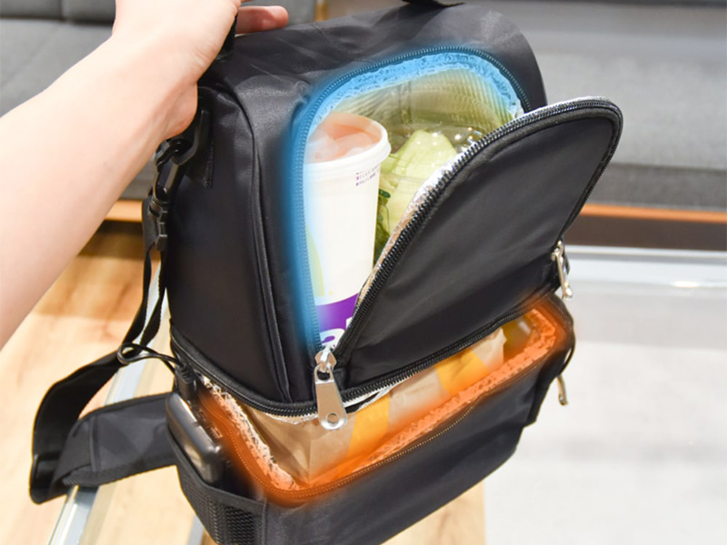 できたての美味しさを持ち帰り！「USB電熱付温冷ショルダーバッグ」