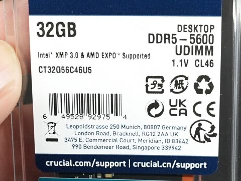 Crucial DDR5-5600メモリ32GBのAMD EXPO対応モデルが入荷 - AKIBA PC
