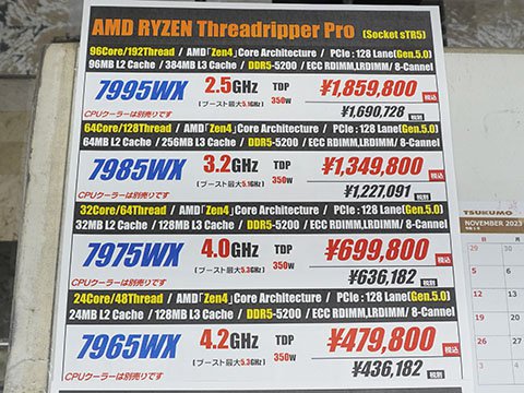 最大96コアの「Ryzen Threadripper 7000」シリーズが発売、最上位