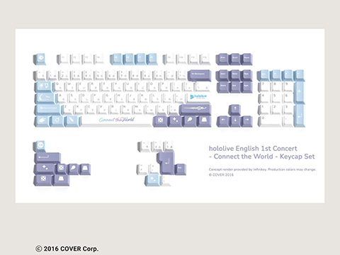 ホロライブEnglishのメンバーが描かれたマウスパッド・キーキャップの