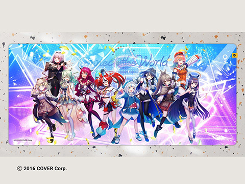 ホロライブEnglishのメンバーが描かれたマウスパッド・キーキャップの