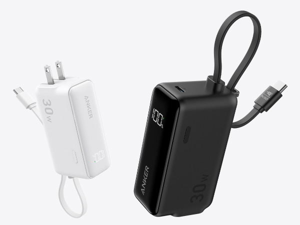 Anker Power Bank (30W, Fusion, Built-In USB-C ケーブル)