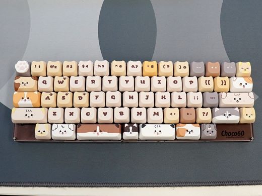 猫/犬をモチーフにしたかわいいデザインのキーキャップセットが
