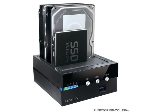 3台のHDD/SSDを搭載できるクレードル「裸族のお立ち台 3Bay IS