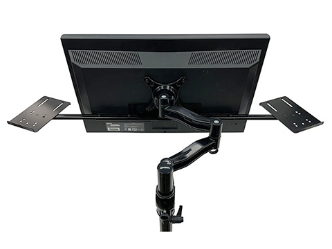 ★LEDディスプレイ　ポータブルモニター　スタンド　スピーカー モニタ横にスピーカーを浮かせて設置するスタンドに白モデル - AV Watch