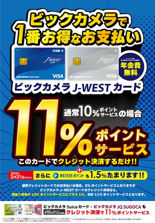 ビックカメラ、自社クレジットカード決済時のポイント還元率を変更