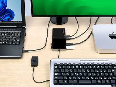 Thunderbolt 4機器を2台のPCで共有できるドッキングステーション