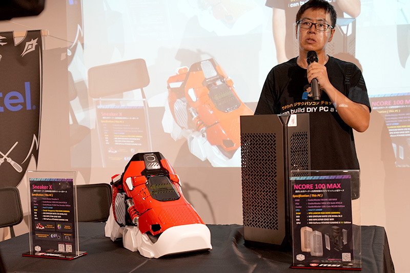 Cooler Masterは個性的なカスタムPC向け製品としてタワー型のMini-ITXケース「N100 MAX」とスニーカー型ケース「Sneaker X」を紹介