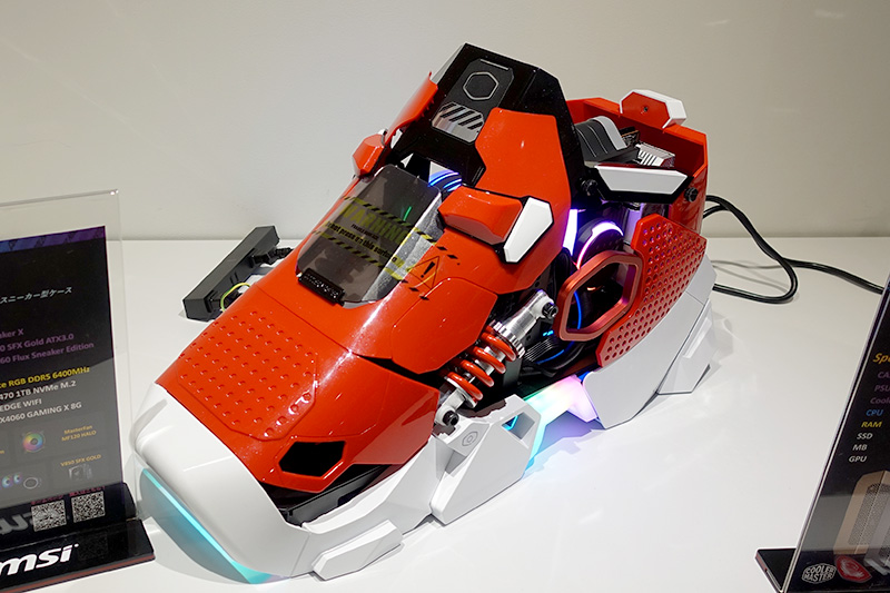 Cooler Masterは個性的なカスタムPC向け製品としてタワー型のMini-ITXケース「N100 MAX」とスニーカー型ケース「Sneaker X」を紹介