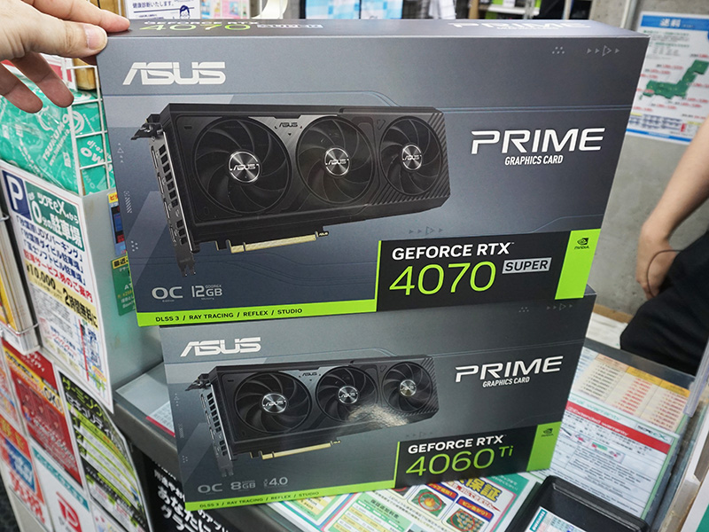 「PRIME-RTX4070S-O12G」と「PRIME-RTX4060TI-O8G」