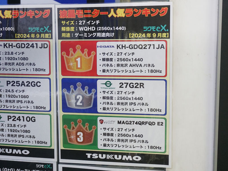 27インチWQHDゲーミングモデルのランキング