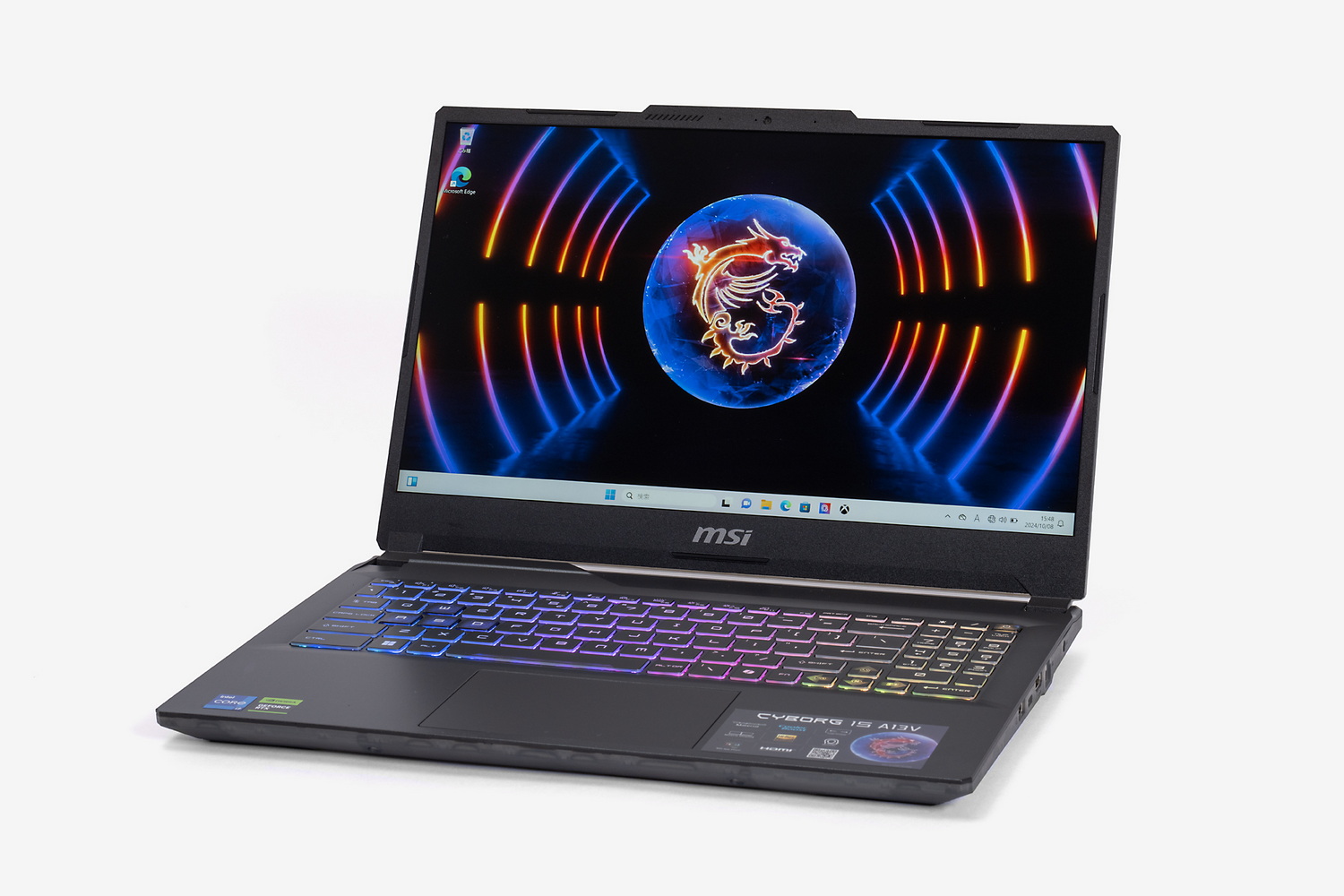 MSIの15型ゲーミングノートPC「Cyborg 15 A13V」(型番Cyborg-15-A13VFK-6403JP)。実売価格は199,800円前後