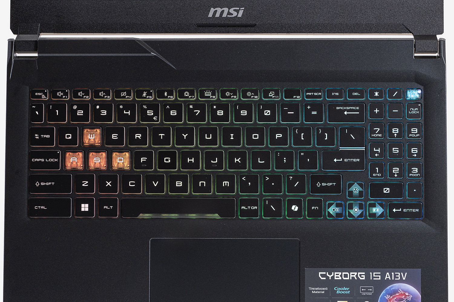 キーボードは英語配列。RGB LEDのバックライトを内蔵する