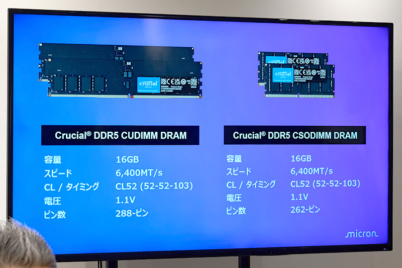CrucialのCUDIMMおよびCSODIMM