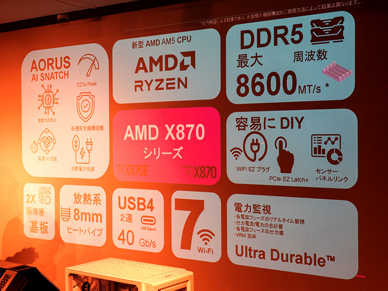 GIGABYTE製X870マザーの特徴