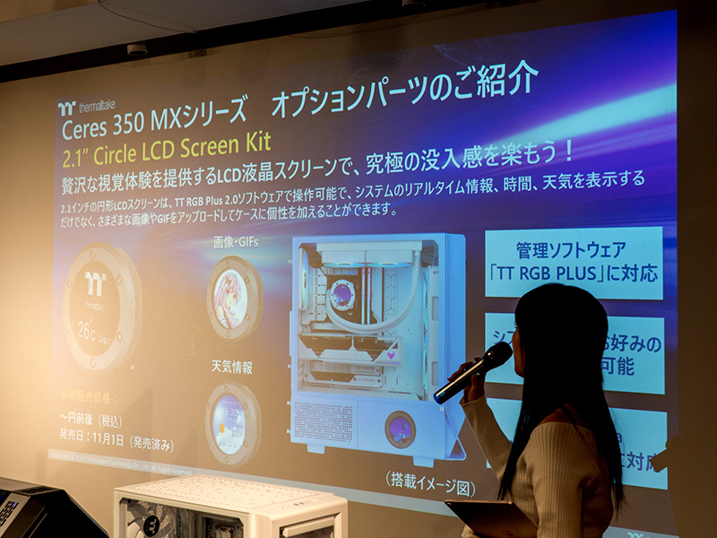Ceres 350 MXのオプションとしては、発売したばかりの2.1型円形LEDスクリーンを紹介