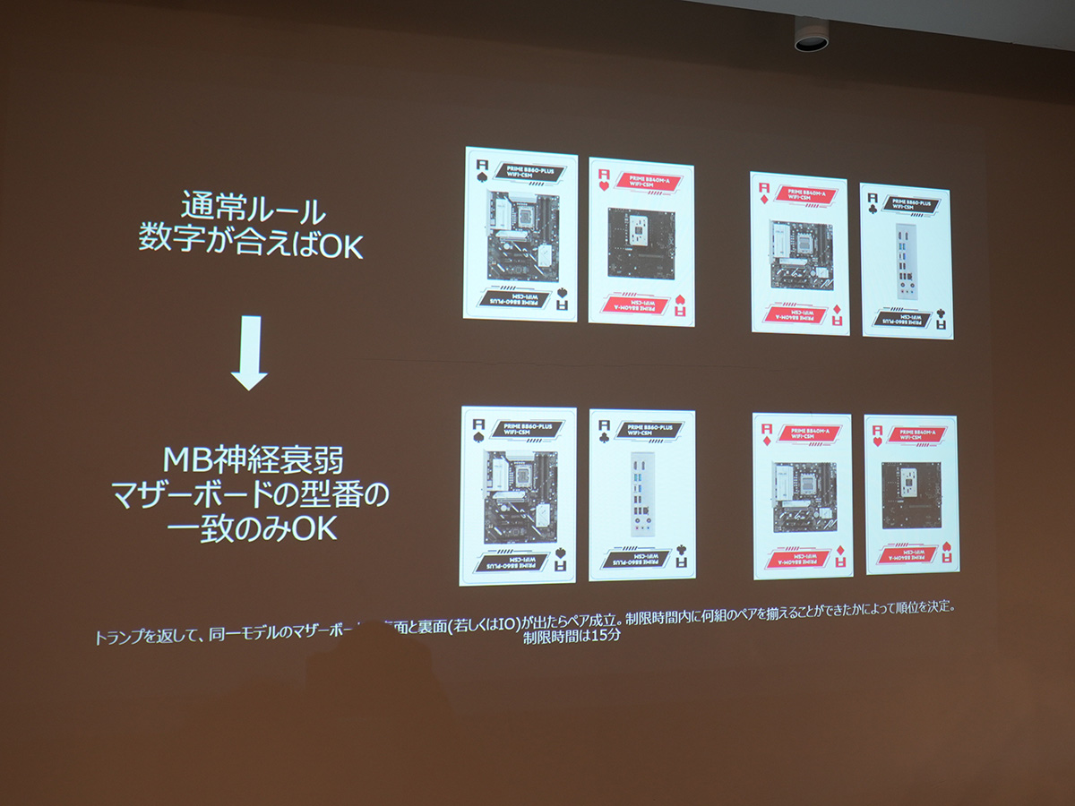 特殊ルールで開催されたマザーボード神経衰弱