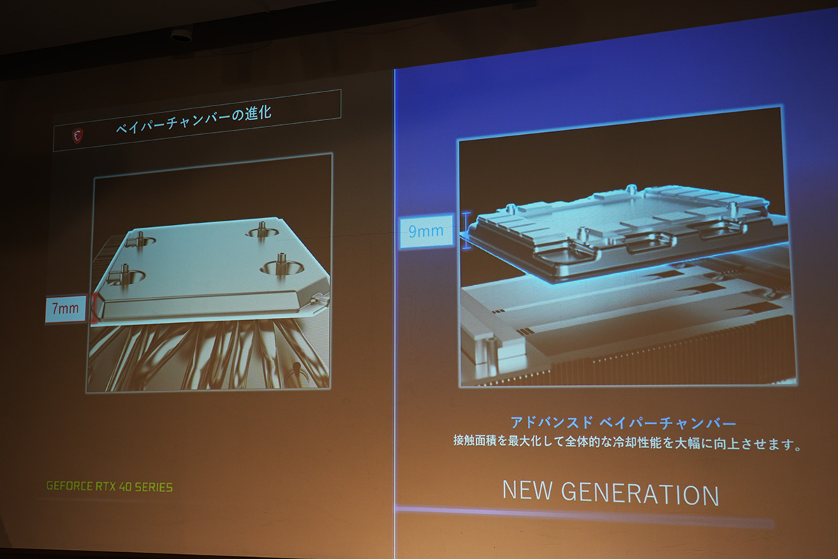 上位モデルはGPUとの接地面にベイパーチャンバーを採用、サーマルパッドで高さを調整しないデザインに