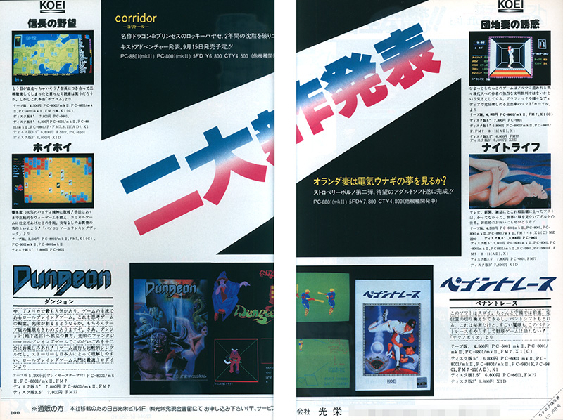 1984年10月号の広告では「名作ドラゴン＆プリンセスのロッキーハヤセ、2年間の沈黙を破りニュータイプテキストアドベンチャー発表、9月15日発売予定!!」とのキャッチコピーで初登場し、翌11月号では画面写真と共に紹介されていました。