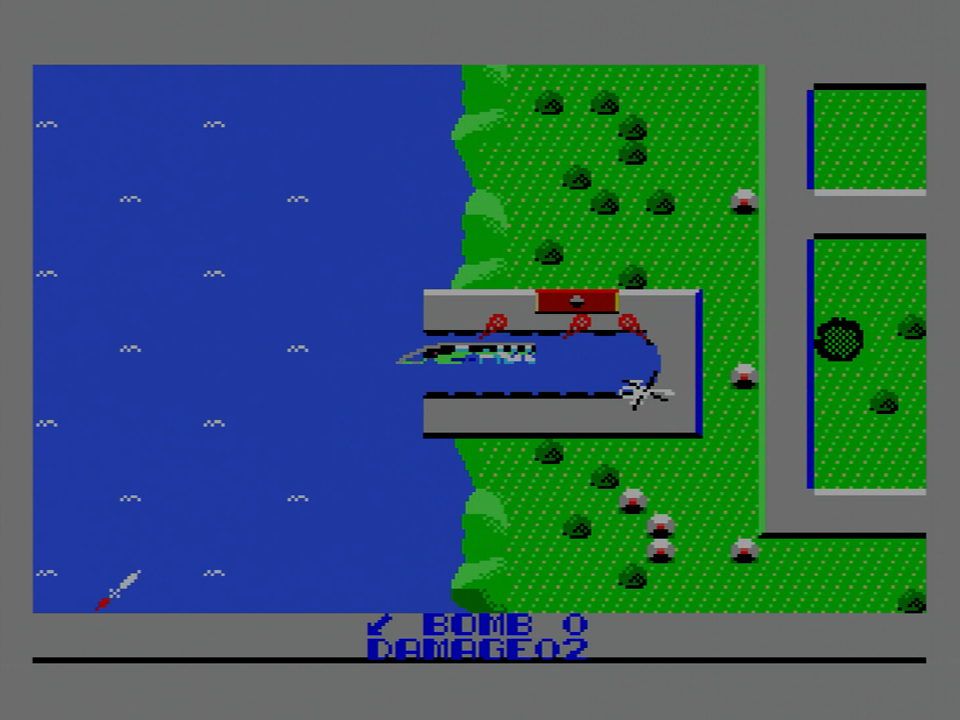 この戦艦は、時間経過と共に少しずつパーツが揃っていき、完成すると出航してしまいます。そうなるとホーミングミサイルで自機を狙ってくるため、攻略がかなり困難に……爆弾を余らせて戻るくらいなら、行きがけ(帰りがけ)の駄賃で建造中の戦艦に落としていくのが手です。