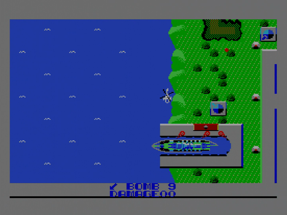 この戦艦は、時間経過と共に少しずつパーツが揃っていき、完成すると出航してしまいます。そうなるとホーミングミサイルで自機を狙ってくるため、攻略がかなり困難に……爆弾を余らせて戻るくらいなら、行きがけ(帰りがけ)の駄賃で建造中の戦艦に落としていくのが手です。