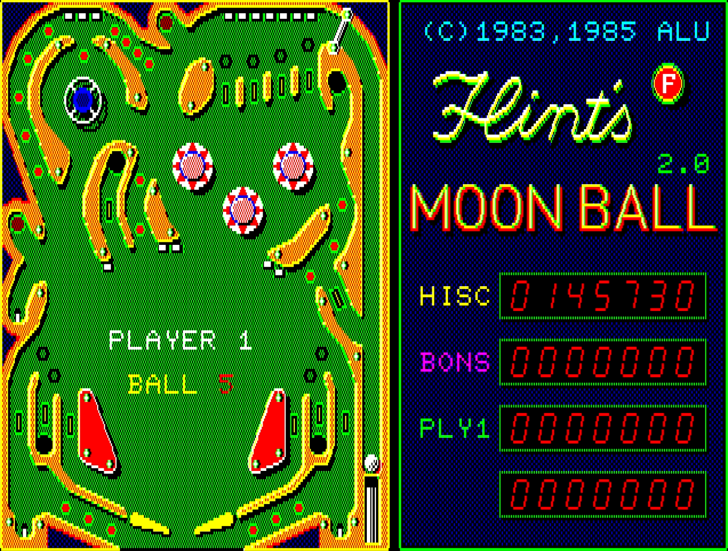 現在のピンボールと比べると約物が少なめで大人しい印象の台ですが、随所にさまざまな工夫が凝らされています。左右端のレーンにはボールが入りやすいものの、右下と左下にポケットがあるので、そう簡単には落ちていかないのが嬉しい部分です。