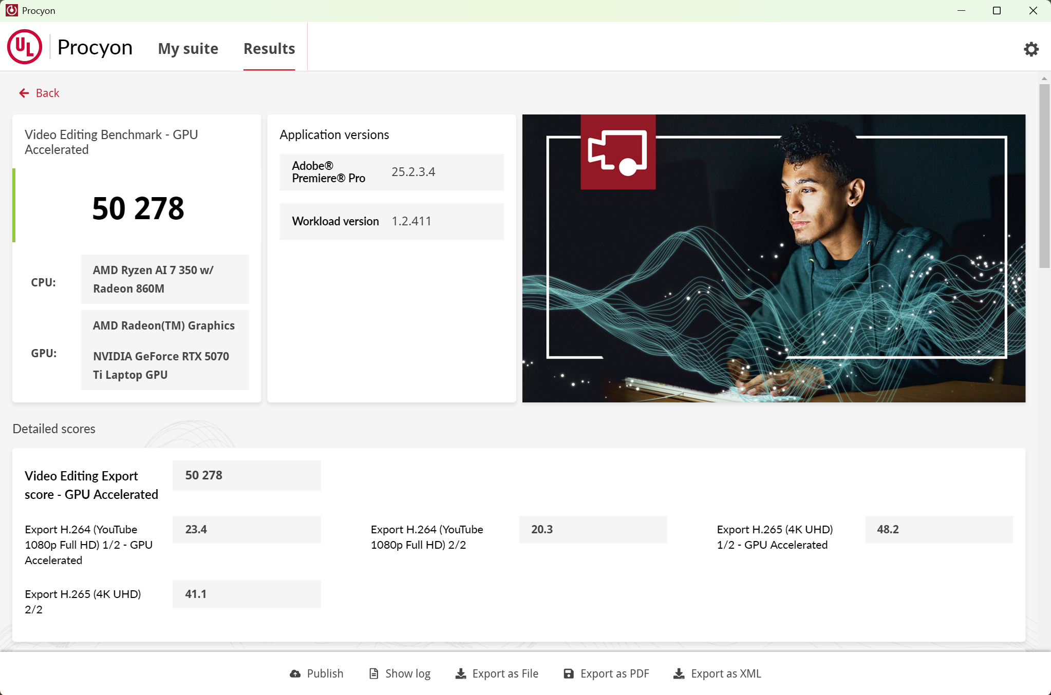 Procyon Video Editing Benchmarkの結果