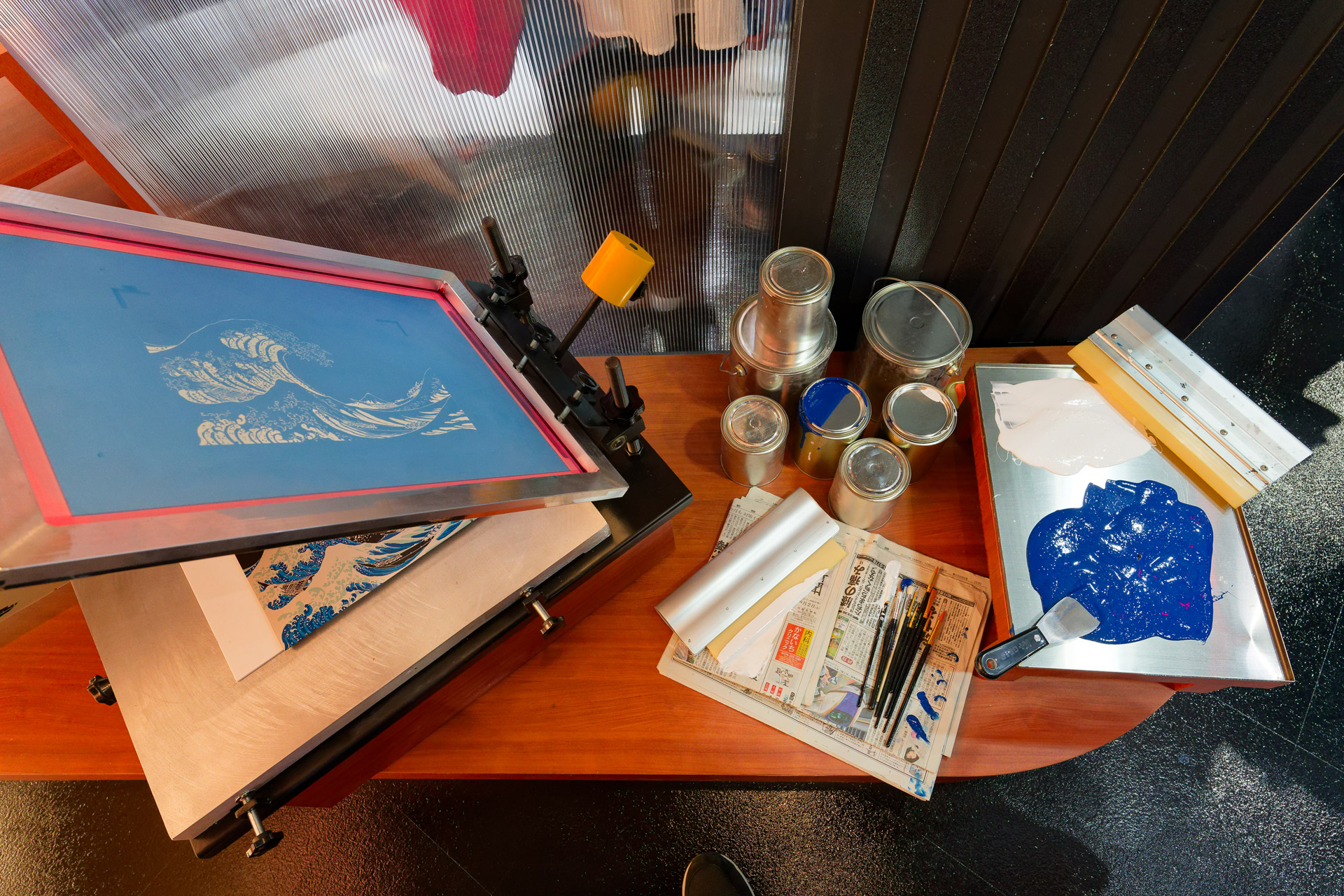 製作時に使われた道具をイメージした展示