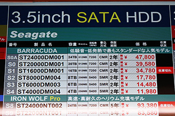 Seagate「BarraCuda」ST20000DM001(20TB)が39,580円(6月7日撮影)