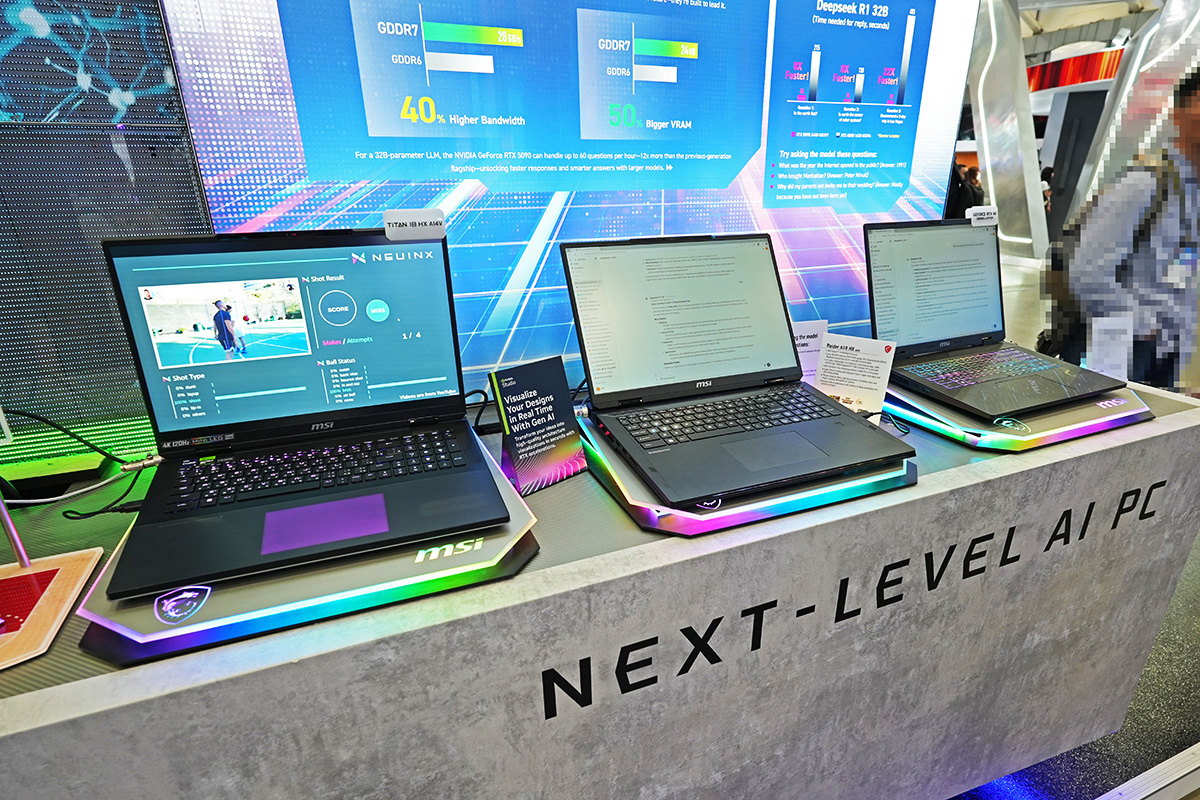 COMPUTEXのMSIブースでは浮世絵をプリントしたノートPC以外にも多数の新製品が展示されていた