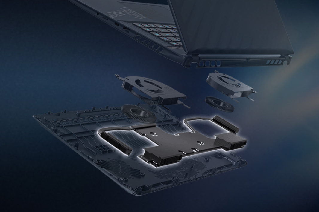 「WINDFORCE Infinity EX」のイメージ図（製品ホームページより）。2基のファンとベイパーチャンバーを組み合わせた大型の冷却機構でハイスペック構成を支える